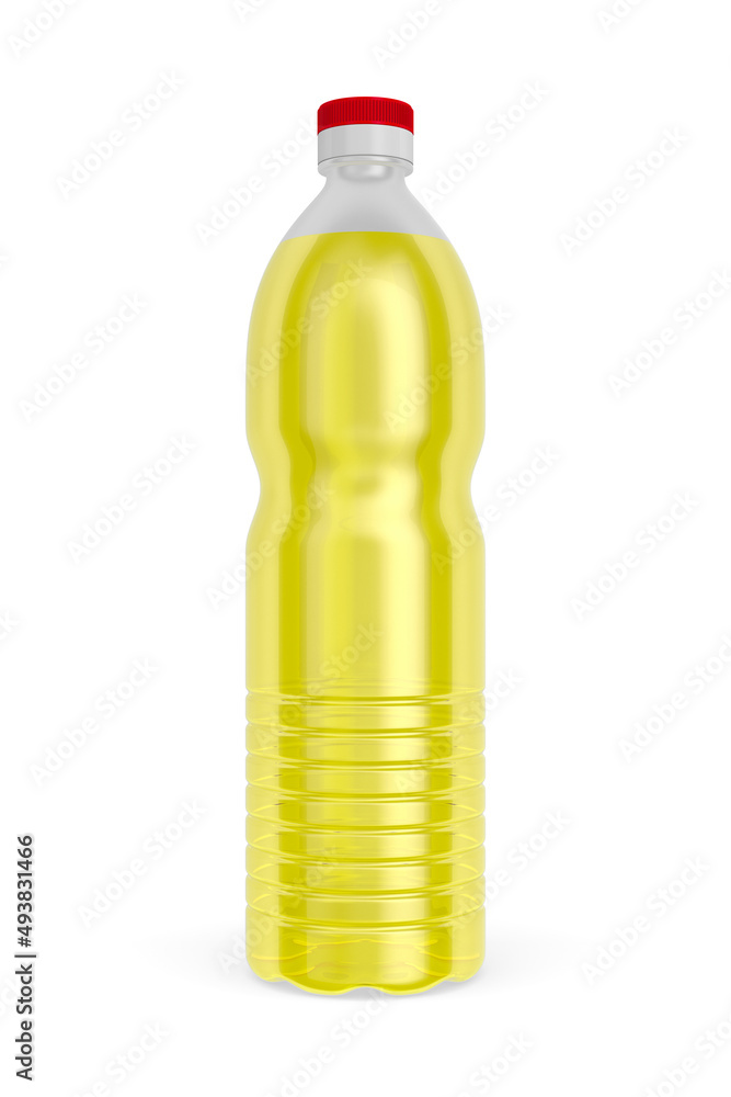 sunflower oil in plastic bottle on white background. Isolated 3D illustration sunflower oil in plastic bottle on white background. Isolated 3D illustration