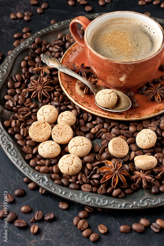 Fototapeta Naklejka Na Ścianę i Meble -  Cup of coffee with  homemade cookies