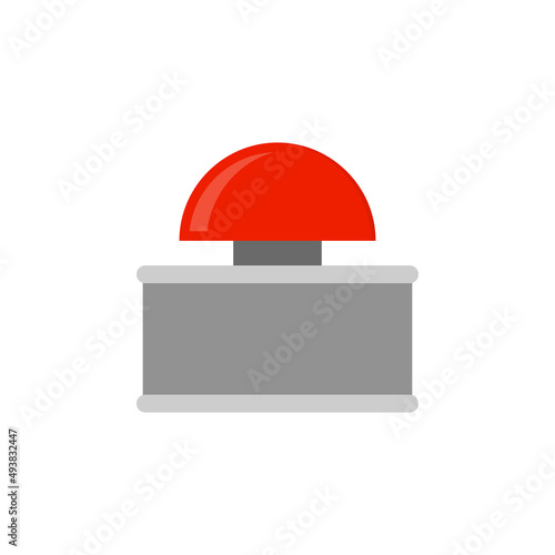 Big red button icon. Vector illustration. Flat design.