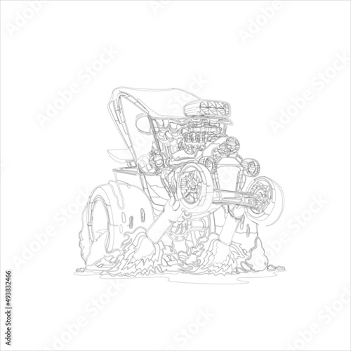  Car coloring  page   monster truck coloring page Combine harvester working sketch illustration   black and cartoon illustration