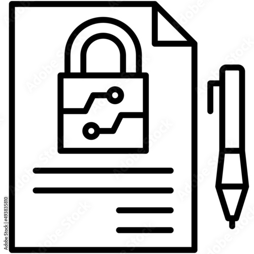 Digital signature icon, Blockchain related vector illustration