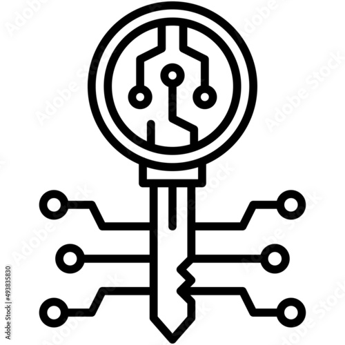 Encryption key icon, Blockchain related vector illustration