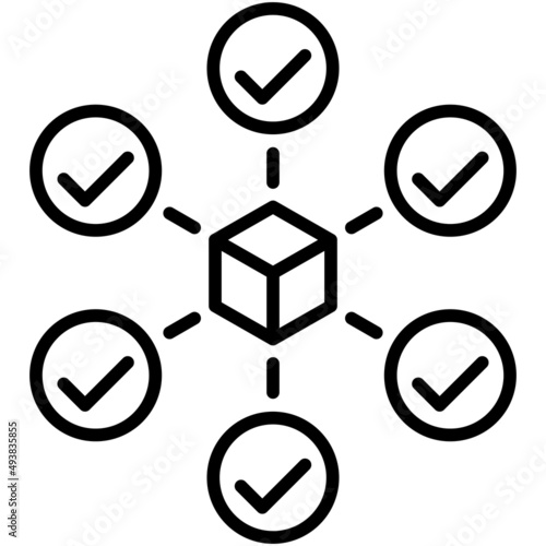 Network validation icon, Blockchain related vector illustration