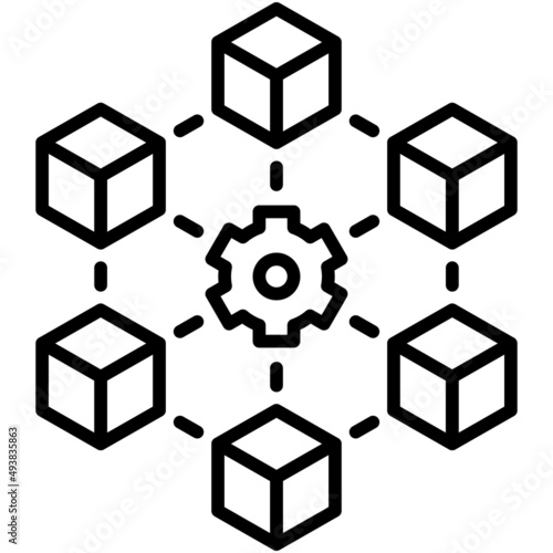 Blockhain network icon, Blockchain related vector illustration