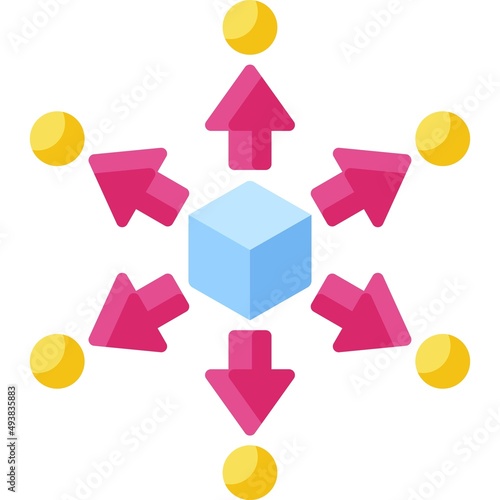Decentralized icon, Blockchain related vector illustration
