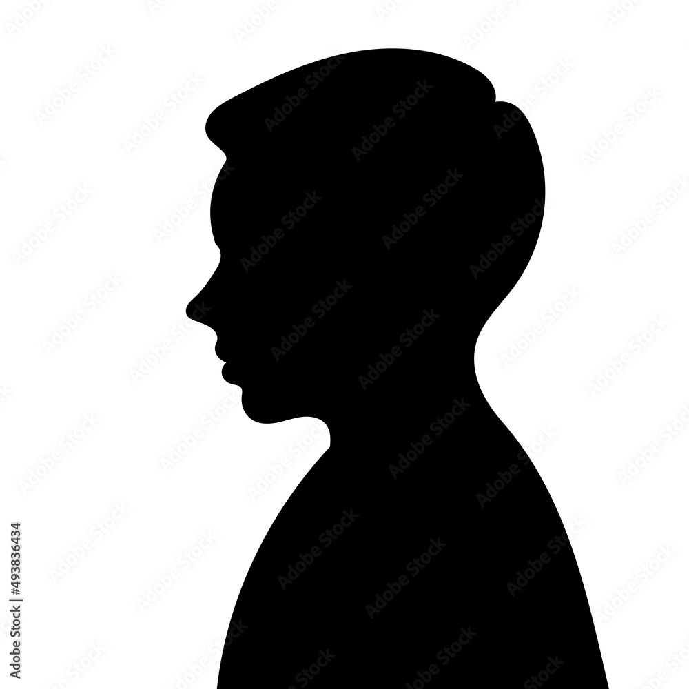 man portrait in profile silhouette isolated
