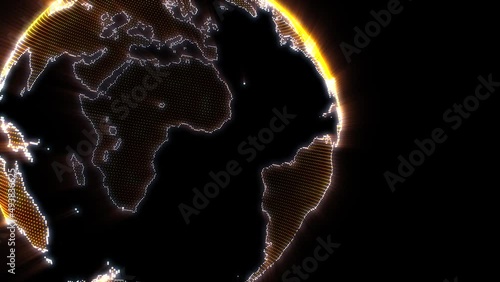 Digital orange planet Earth on a black background.