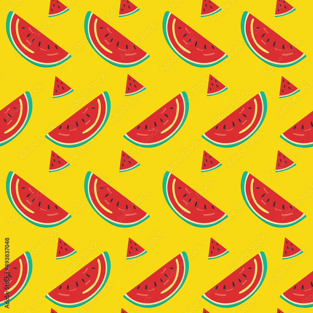 Bright seamless pattern with juicy watermelons. Watermelon. Summer. Juice. Berries. Vector illustration. Bright seamless pattern with juicy watermelons. Watermelon. Summer. Juice. Berries. Vector illustration.