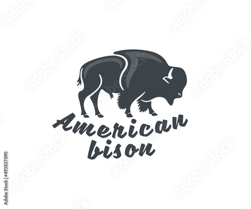 American bison and buffalo, animal, cattle and horned cattle, logo design. Wildlife, horned, ox and bull, vector design and illustration