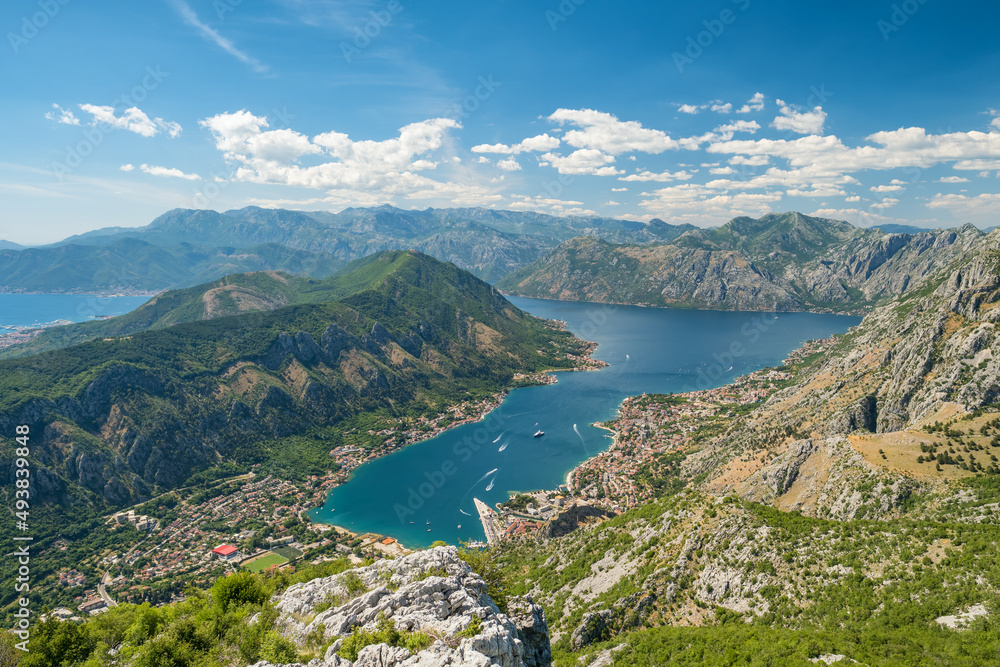 Summer view of the Bay of Kotor in Montenegro