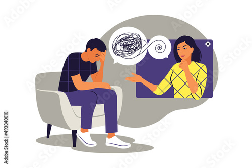 Psychological counseling concept. Psychological assistance service. Vector illustration. Flat.