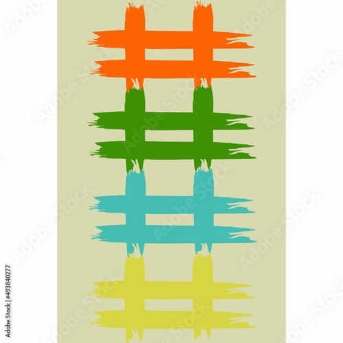 Colorful abstract wall art, hash symbol, card, vector