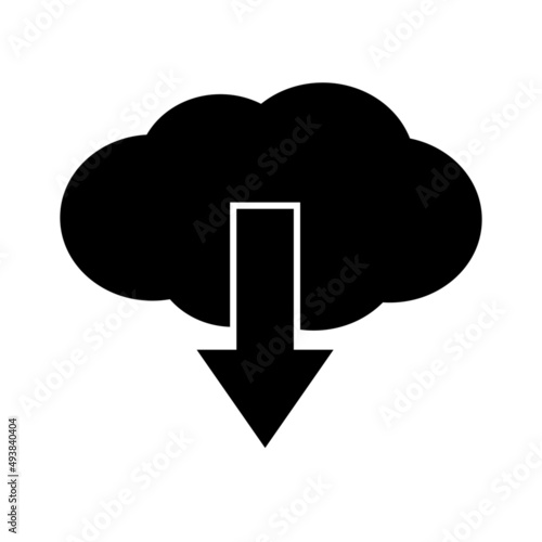 Internet downolad icon. Web cloud and downward arrow . Vector Illustration