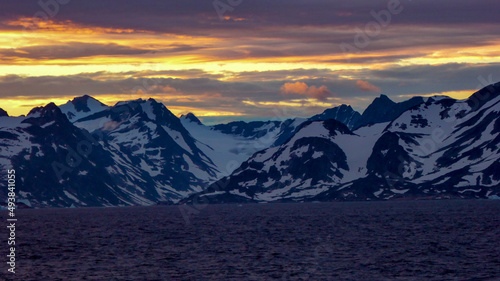 Greenland mountains sunset