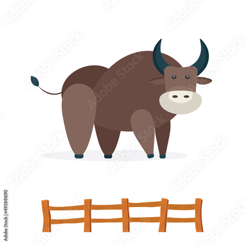 Bull cartoon character illustration. Cute bull abstract illustration. Part of set.