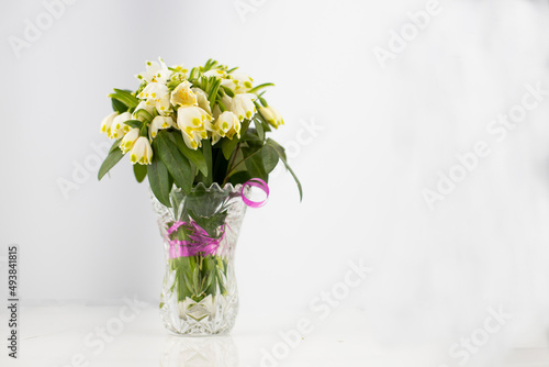 flowers in a vase of snowdrops