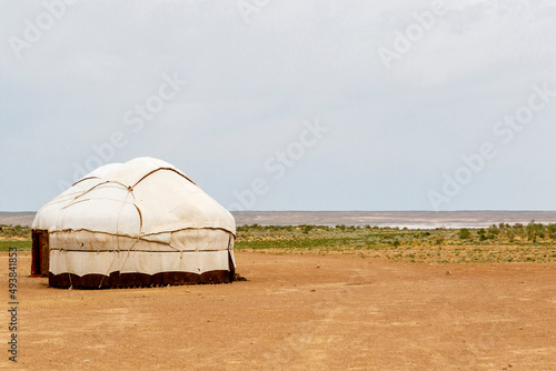 Yurt campsite in the Kyzylkum desert in Northern Uzbekistan, Central Asia photo