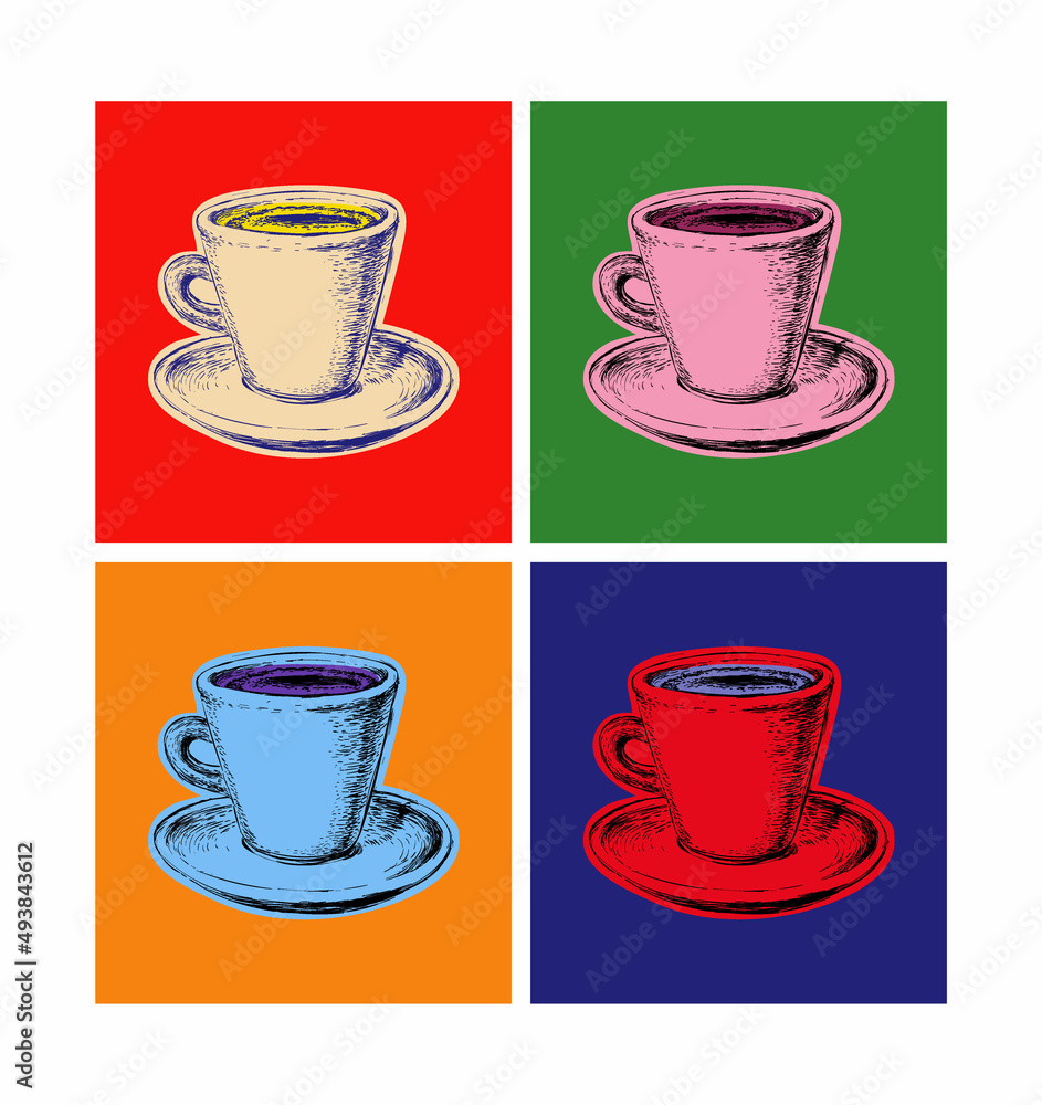 Set Coffee Mug Vector Illustration Pop Art Style Set Coffee Mug Vector Illustration Pop Art Style
