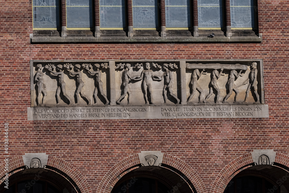 Architectural fragment of old Beurs van Berlage building (Stock ...