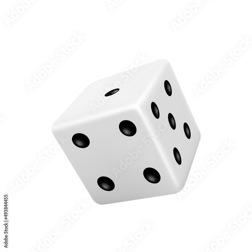 Dice, casino game cube, 3d die white and black isolated realistic. Dice or crap for poker gambling