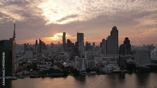 Wallpaper Mural  aerial view cityscape concept or abstract of advanced innovation, 4K Time lapse of Majestic sunset or sunrise landscape of City scape and Business District, financial technology, energy power Torontodigital.ca