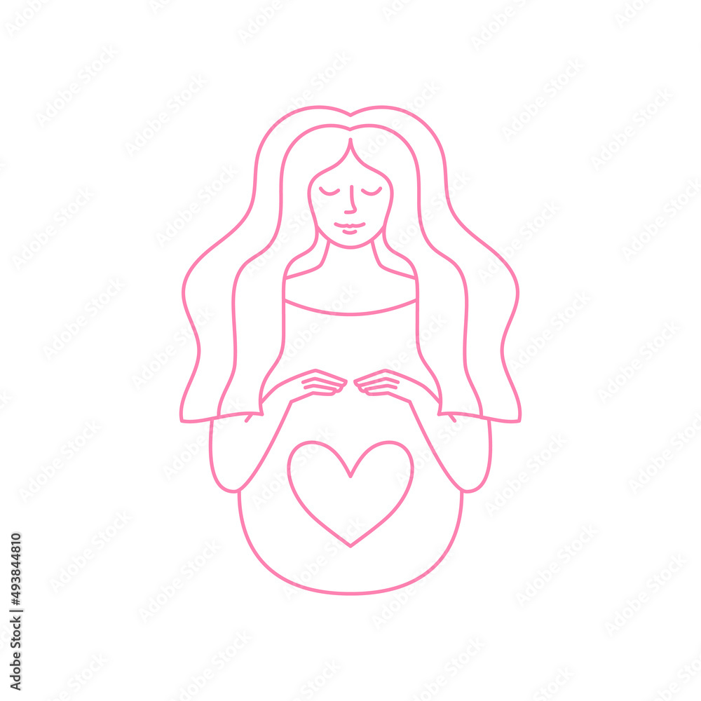 Vector pregnant woman icon in line style isolated on white background Vector pregnant woman icon in line style isolated on white background