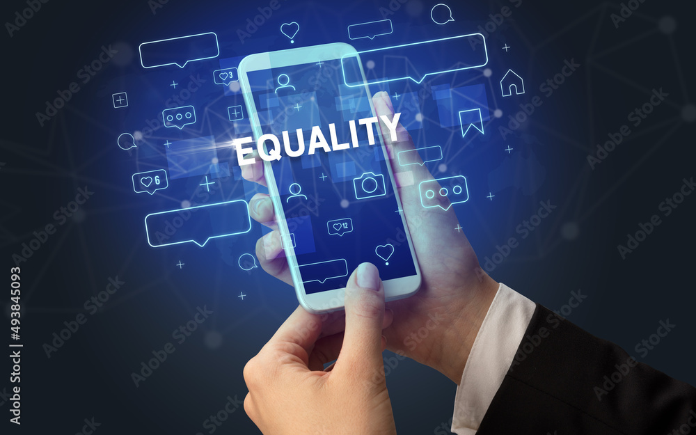 Hand using smartphone with social media concept Hand using smartphone with social media concept
