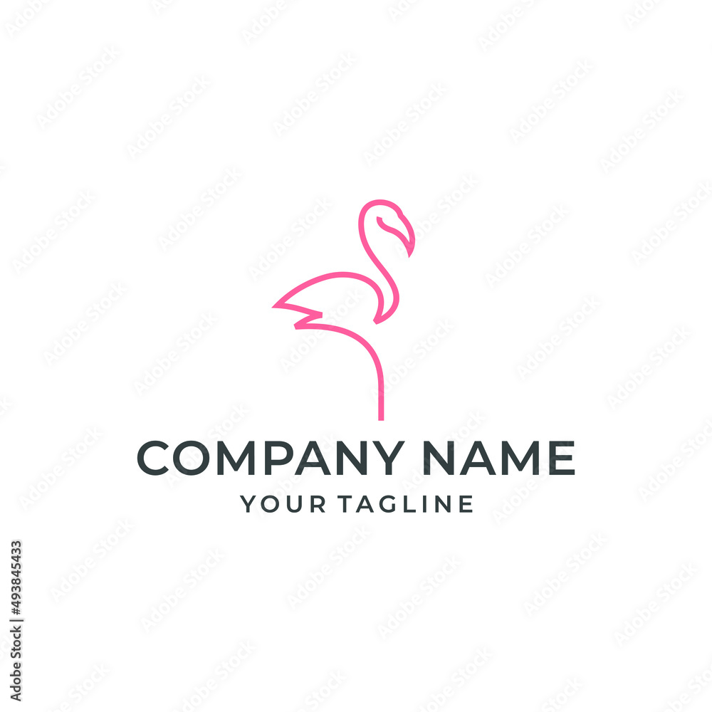 Line Art Flamingo Logo Design 3 Line Art Flamingo Logo Design 3