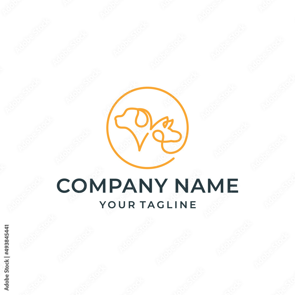 Line Art Two Dogs Logo Design Line Art Two Dogs Logo Design
