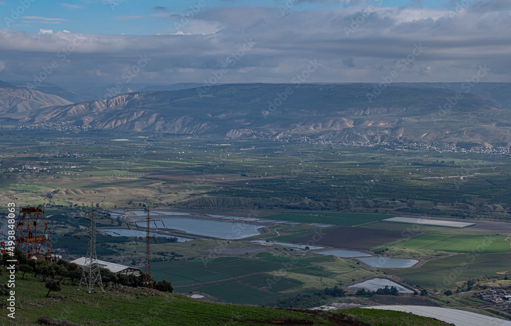 View of the Jordan Valley, Jordanian villages in the East and Israeli villages in the West, as seen from Belvoir National Park, Northern Israel, Israel View of the Jordan Valley, Jordanian villages in the East and Israeli villages in the West, as seen from Belvoir National Park, Northern Israel, Israel