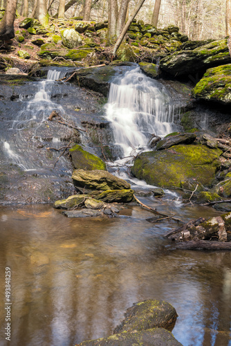 Photograph of a natural waterfall deep in the woods