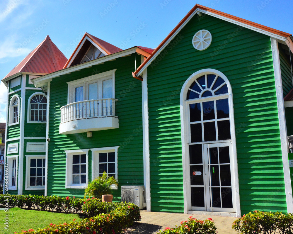 Colorful wooden houses in Santa Barbara de Samana, Dominican Republic Colorful wooden houses in Santa Barbara de Samana, Dominican Republic