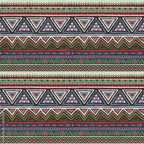 Colorful Mexican seamless pattern. Native American backdrop. Aztec ethnic geometric print. Vector