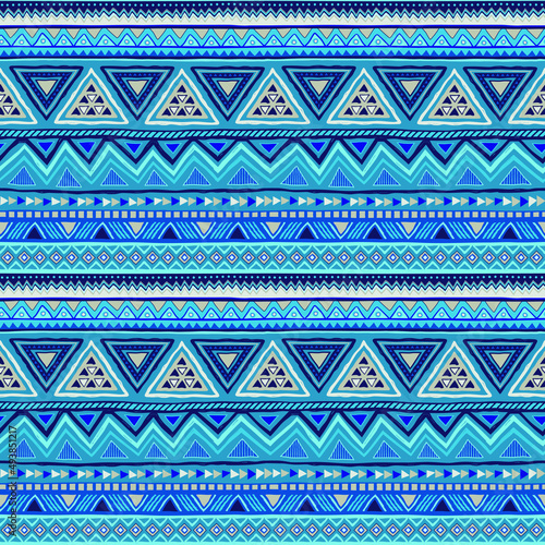 Colorful Mexican seamless pattern. Native American backdrop. Aztec ethnic geometric print. Vector