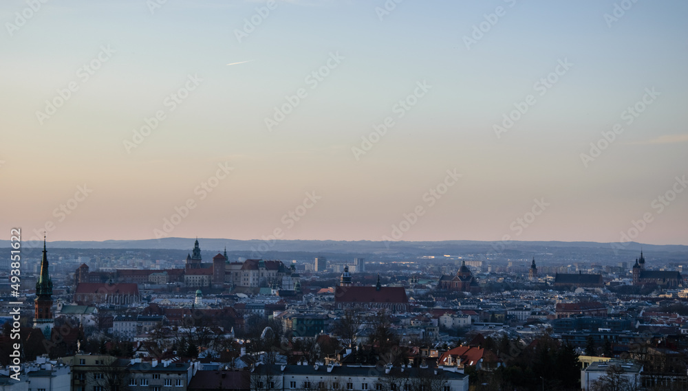 Kraków Stare Miasto widok z Kopiec Kraka