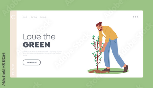 Forest Restoration Landing Page Template. Gardening, Save Nature, Environment Protection. Reforestation, Planting Trees
