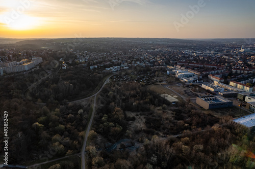 Drone shot of the outskirts of Dresden