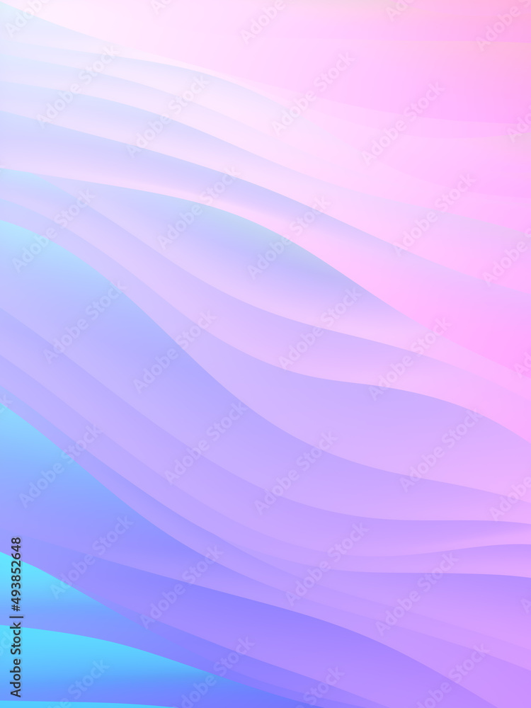 Abstract modern smooth waves 3d rendering digital illustration. Design template with trendy holographic gradient Abstract modern smooth waves 3d rendering digital illustration. Design template with trendy holographic gradient