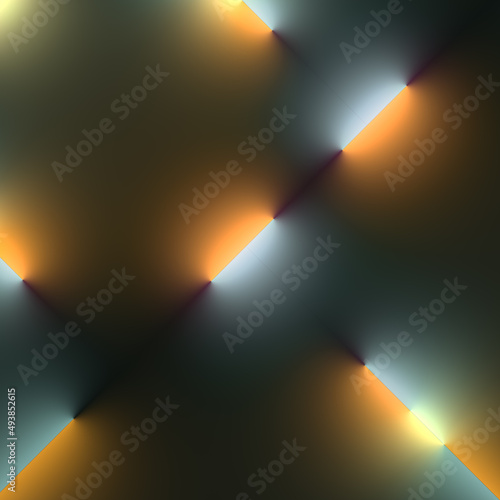 Fluorescent lamps on a dark background minimal art style. 3d rendering digital illustration