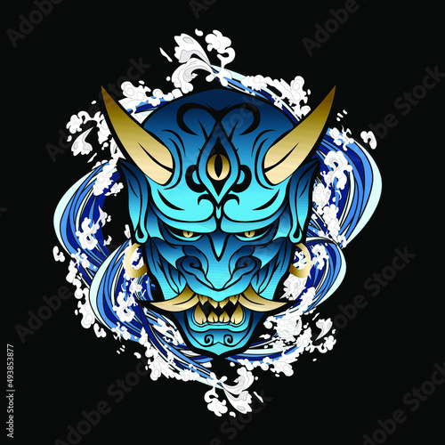 oni illustration design for sukajan is mean japan traditional cloth or t-shirt with digital hand drawn monster Embroidery Men T-shirts Summer Casual Short Sleeve Hip Hop T Shirt Streetwear
