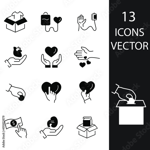 Donation icons set . Donation pack symbol vector elements for infographic web
