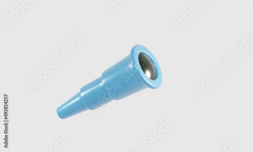 3D cartoon telescope isolated on a white background. 3d render illustration