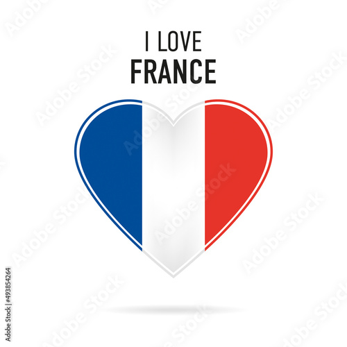 I love France - Flag design und text isolated on a white background