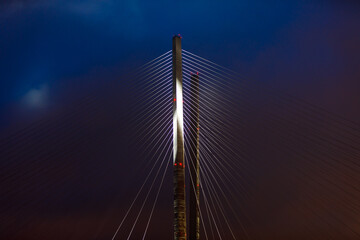 Wandcirkels Aubergine Golden Bridge Vladivostok bij nacht  © alexhitrov