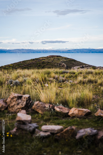 Views of Lake Titicaca from Amantani Island in Peru. 