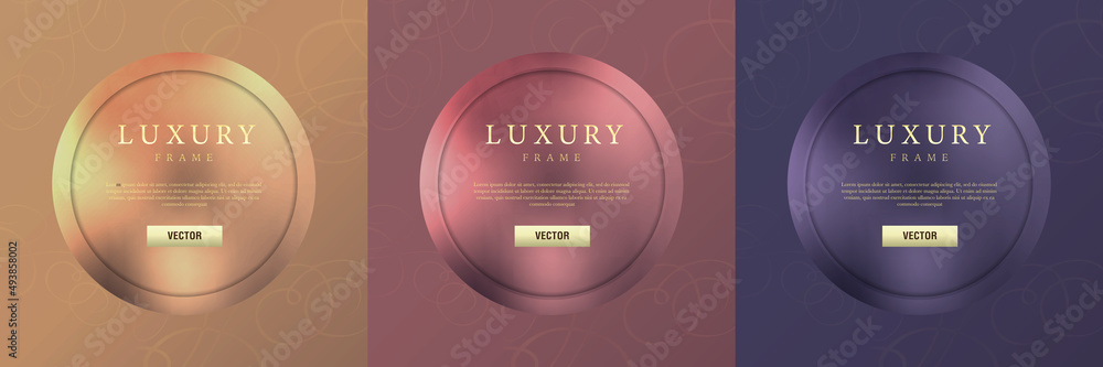 Luxury round frame vector set. Labels, banners or buttons templates for your design