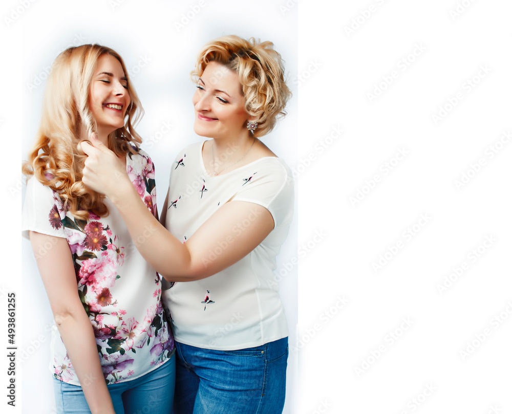 mother with daughter together posing happy smiling isolated on white background with copyspace, lifestyle people concept mother with daughter together posing happy smiling isolated on white background with copyspace, lifestyle people concept