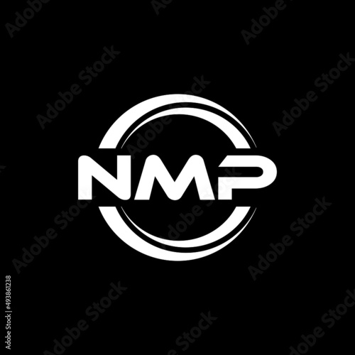 NMP letter logo design with black background in illustrator, vector logo modern alphabet font overlap style. calligraphy designs for logo, Poster, Invitation, etc.	 photo