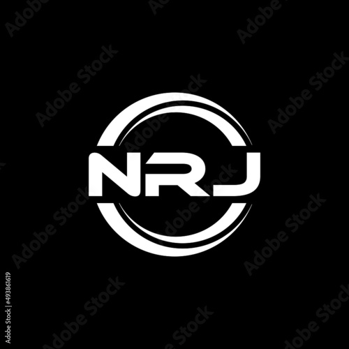 NRJ letter logo design with black background in illustrator, vector logo modern alphabet font overlap style. calligraphy designs for logo, Poster, Invitation, etc.