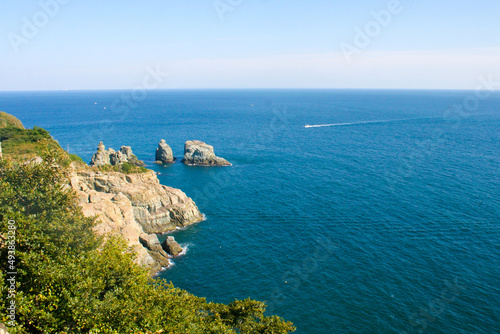 Busan's beautiful scenery, sea, buildings.